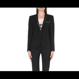 Kooples velvet wool smoking blazer, 38